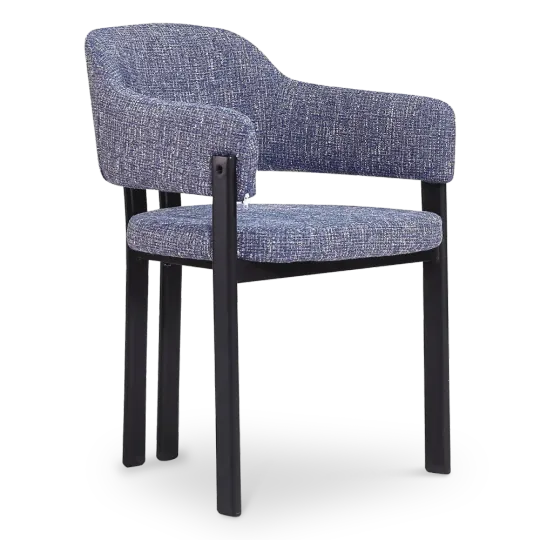 Japandi Eetkamerstoel Isamu | Blauw OTE | Zwart Onderstel