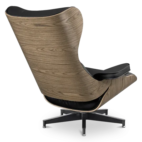 Cavel Lounge Chair Zwart Leer | Walnoot Schalen Cavel Lounge Chair Zwart Leer | Walnoot Schalen