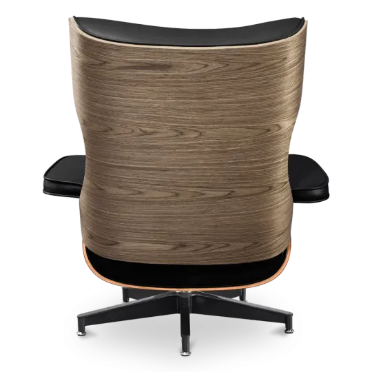 Cavel Lounge Chair Zwart Leer | Walnoot Schalen Cavel Lounge Chair Zwart Leer | Walnoot Schalen