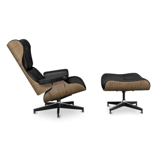Cavel Lounge Chair Zwart Leer | Walnoot Schalen Cavel Lounge Chair Zwart Leer | Walnoot Schalen