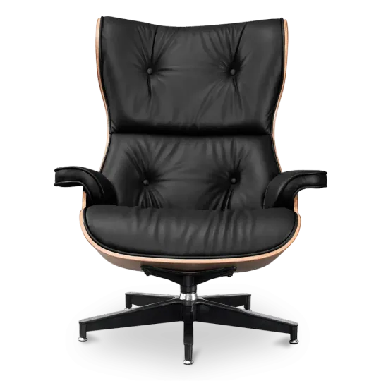 Cavel Lounge Chair Zwart Leer | Walnoot Schalen Cavel Lounge Chair Zwart Leer | Walnoot Schalen