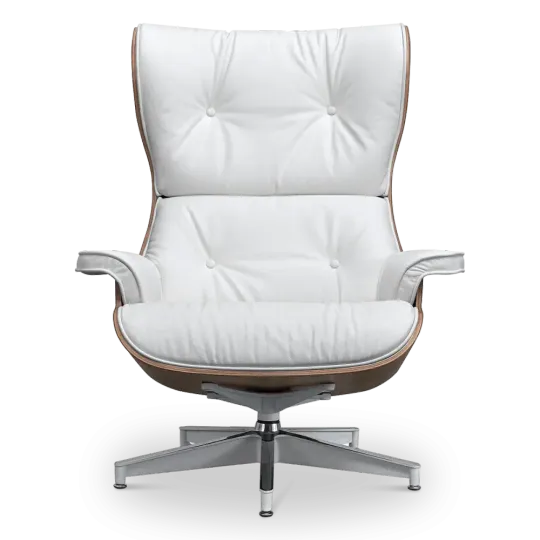 Cavel Lounge Chair Wit Leer | Walnoot Schalen Cavel Lounge Chair Wit Leer | Walnoot Schalen