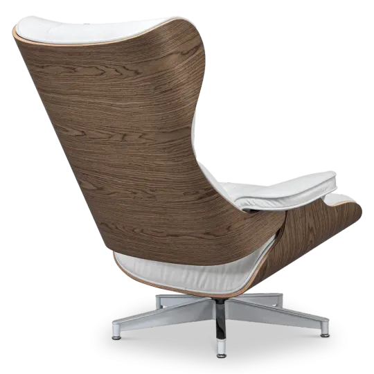 Cavel Lounge Chair Wit Leer | Walnoot Schalen Cavel Lounge Chair Wit Leer | Walnoot Schalen