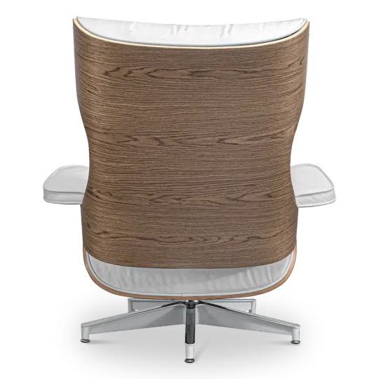 Cavel Lounge Chair Wit Leer | Walnoot Schalen Cavel Lounge Chair Wit Leer | Walnoot Schalen