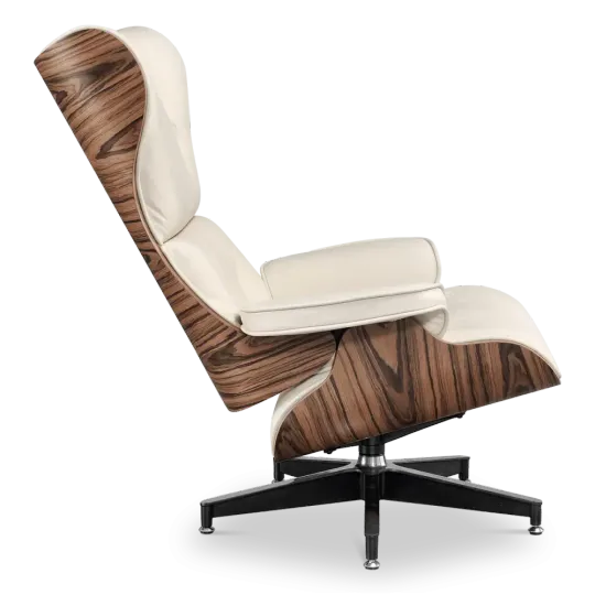 Cavel Lounge Chair Offwhite Leer | Naturel Palissander Schalen Cavel Lounge Chair Offwhite Leer | Naturel Palissander Schalen
