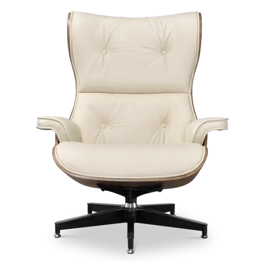 Cavel Lounge Chair Offwhite Leer | Naturel Palissander Schalen Cavel Lounge Chair Offwhite Leer | Naturel Palissander Schalen