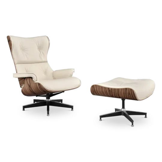 Cavel Lounge Chair Offwhite Leer | Naturel Palissander Schalen Cavel Lounge Chair Offwhite Leer | Naturel Palissander Schalen