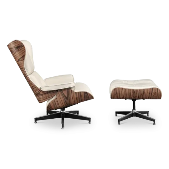 Cavel Lounge Chair Offwhite Leer | Naturel Palissander Schalen Cavel Lounge Chair Offwhite Leer | Naturel Palissander Schalen