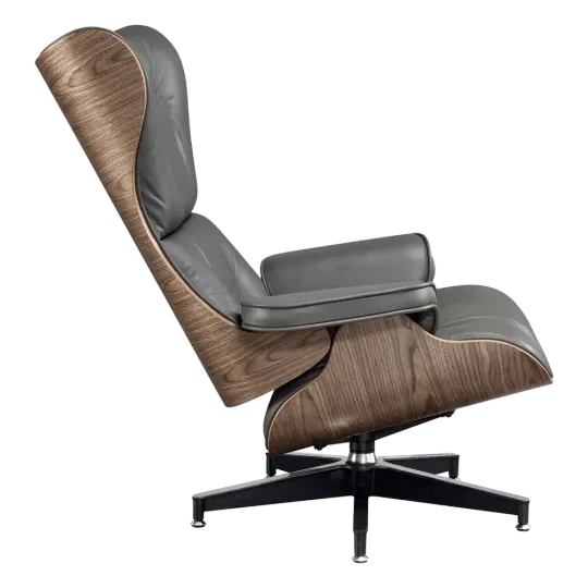 Cavel Lounge Chair Grijs Leer | Walnoot Schalen Cavel Lounge Chair Grijs Leer | Walnoot Schalen