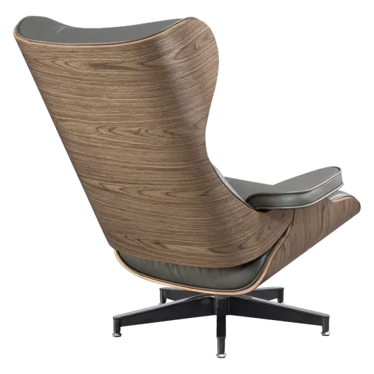 Cavel Lounge Chair Grijs Leer | Walnoot Schalen Cavel Lounge Chair Grijs Leer | Walnoot Schalen