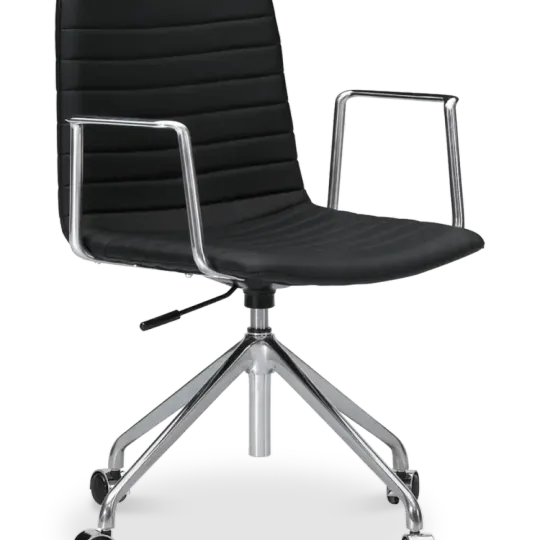 Cavel Lincoln Bureaustoel | Zwart PU Leer | Chroom Cavel Lincoln Bureaustoel | Zwart PU Leer | Chroom