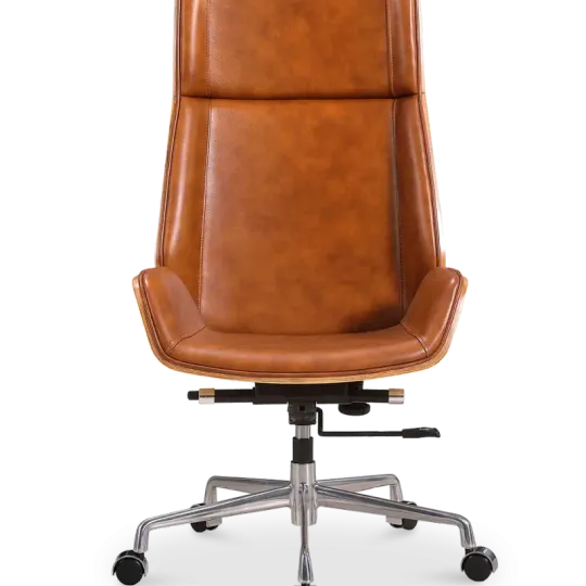 Bureaustoel Charles Cognac Leer, Essen Hout Bureaustoel Charles Cognac Leer, Essen Hout