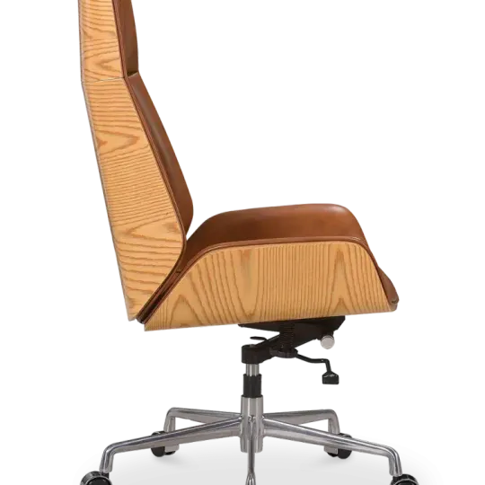 Bureaustoel Charles Cognac Leer, Essen Hout Bureaustoel Charles Cognac Leer, Essen Hout