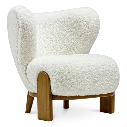 Little Kita Fauteuil Wit | Walnoot Pootjes Little Kita Fauteuil Wit | Walnoot Pootjes