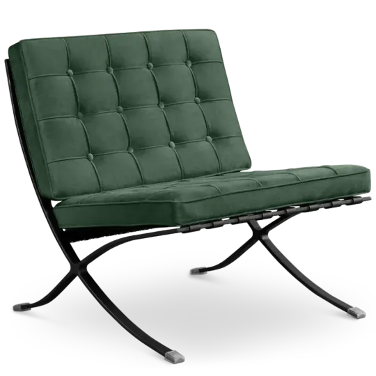 Paviljoen Chair Groen Velvet | Zwart Frame