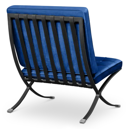 Paviljoen Chair XL Blauw Velvet Set | Inclusief Voetenbank | Zwart Frame Paviljoen Chair XL Blauw Velvet Set | Inclusief Voetenbank | Zwart Frame