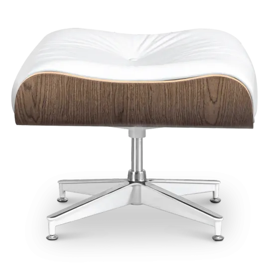 Cavel Lounge Chair Wit Leer | Walnoot Schalen Cavel Lounge Chair Wit Leer | Walnoot Schalen